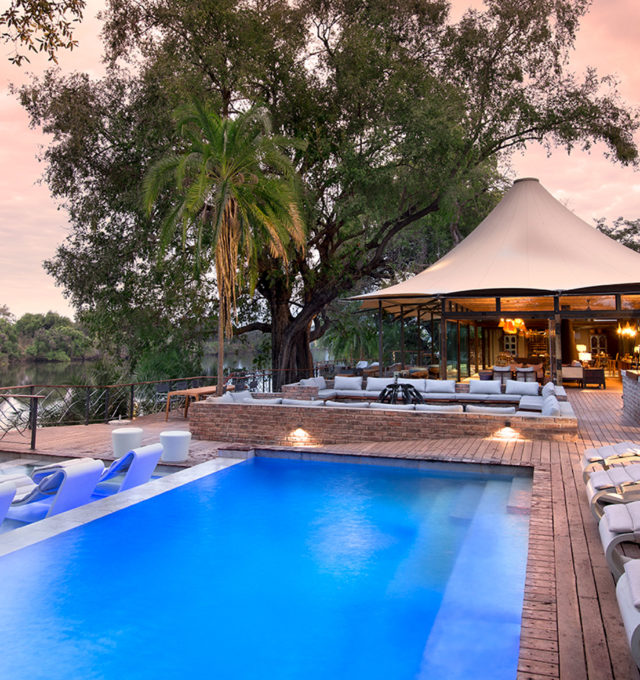 Pool Area at Thorntree Rive Lodge Livingstone Zambia, Luxury Safari Lodge